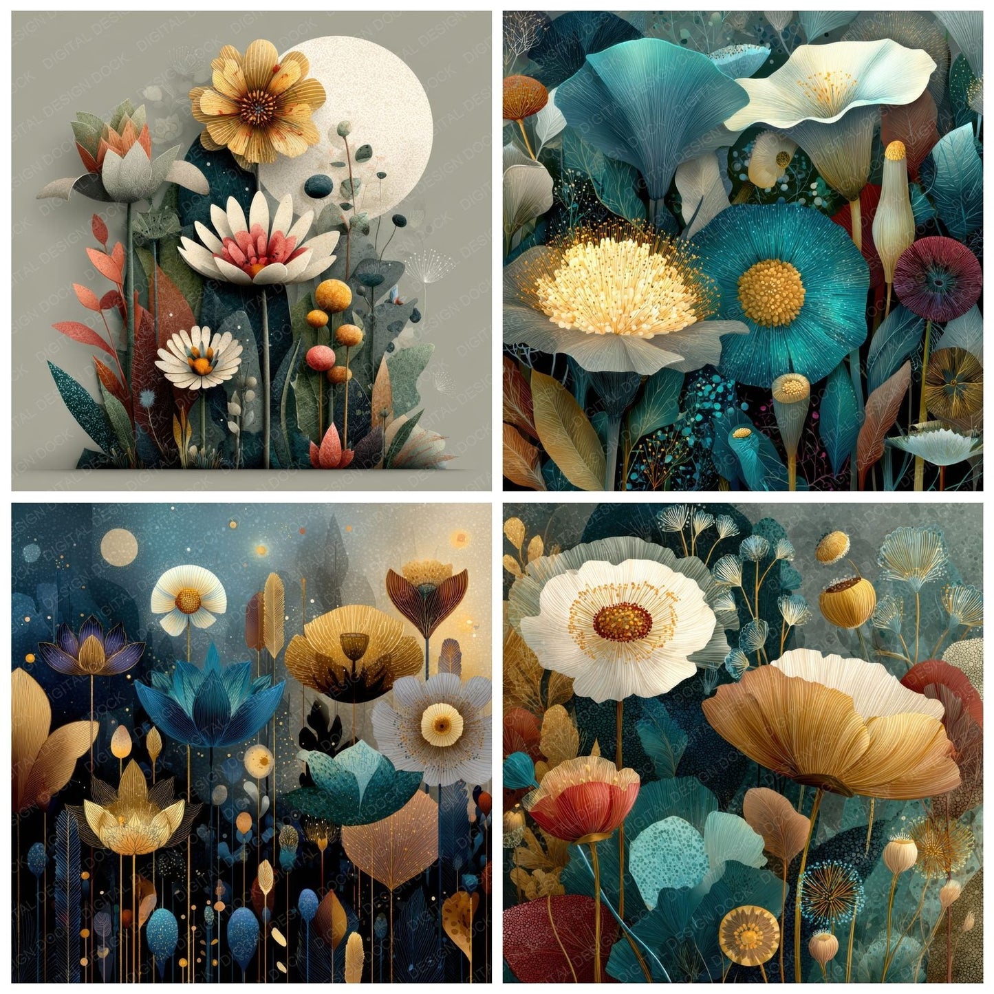 Carrington Surreal Floral Background Digital Paper Pack (DDD000123)