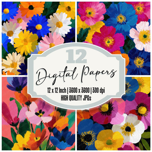 Hockney Colour Floral Background Digital Paper Pack (DDD000127)