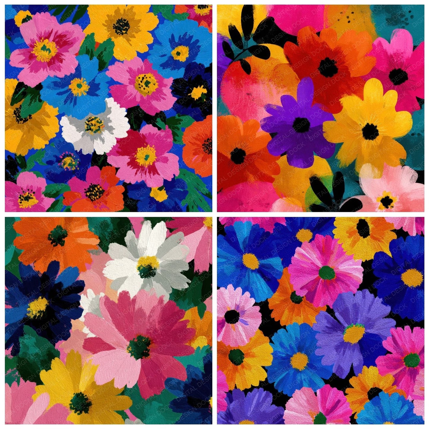 Hockney Colour Floral Background Digital Paper Pack (DDD000127)