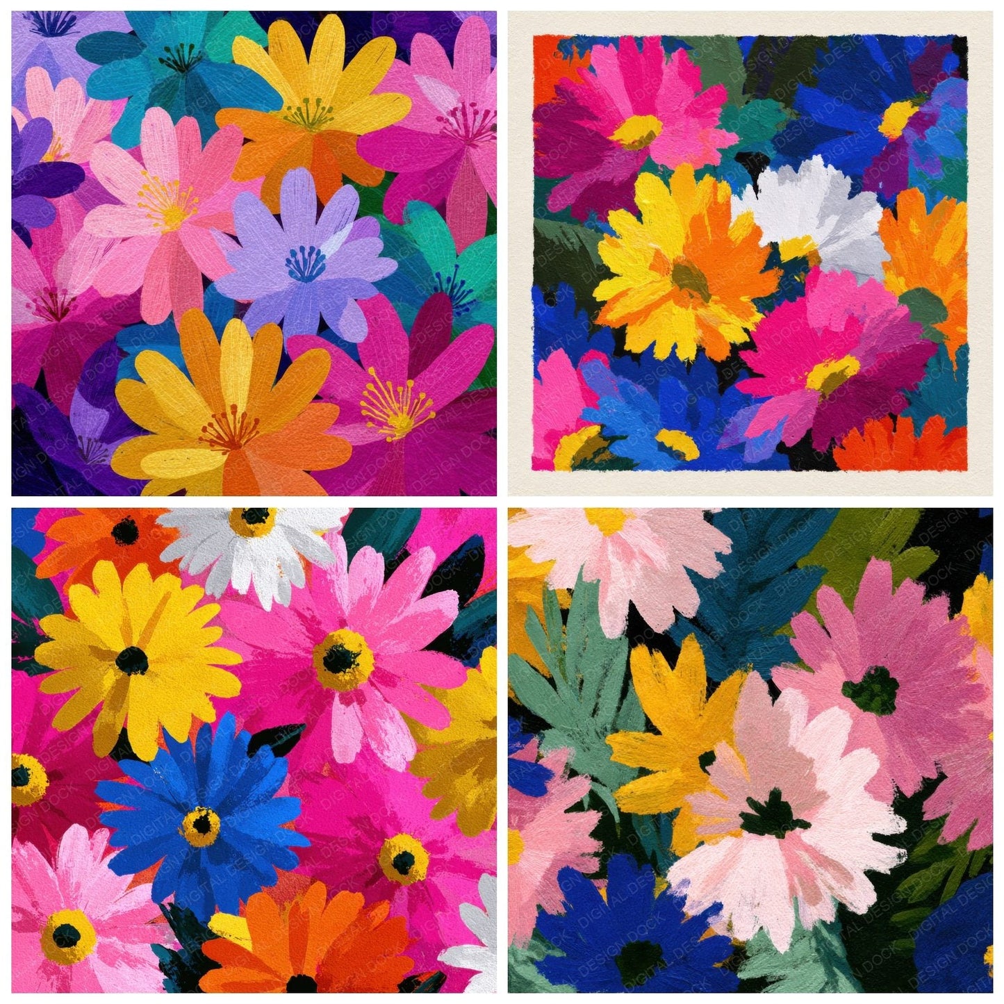 Hockney Colour Floral Background Digital Paper Pack (DDD000127)