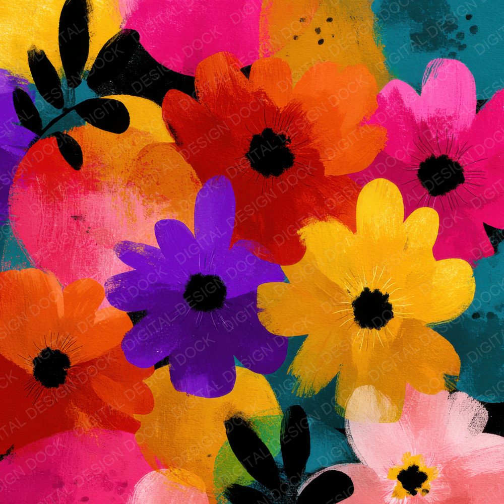 Hockney Colour Floral Background Digital Paper Pack (DDD000127)