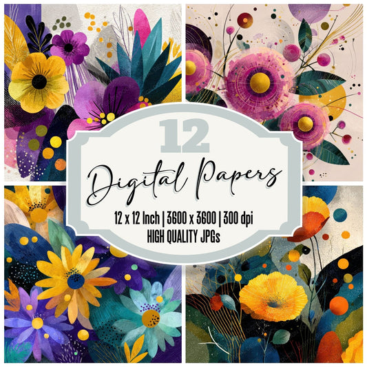 Kandinsky Abstract Floral Background Digital Paper Pack (DDD000128)