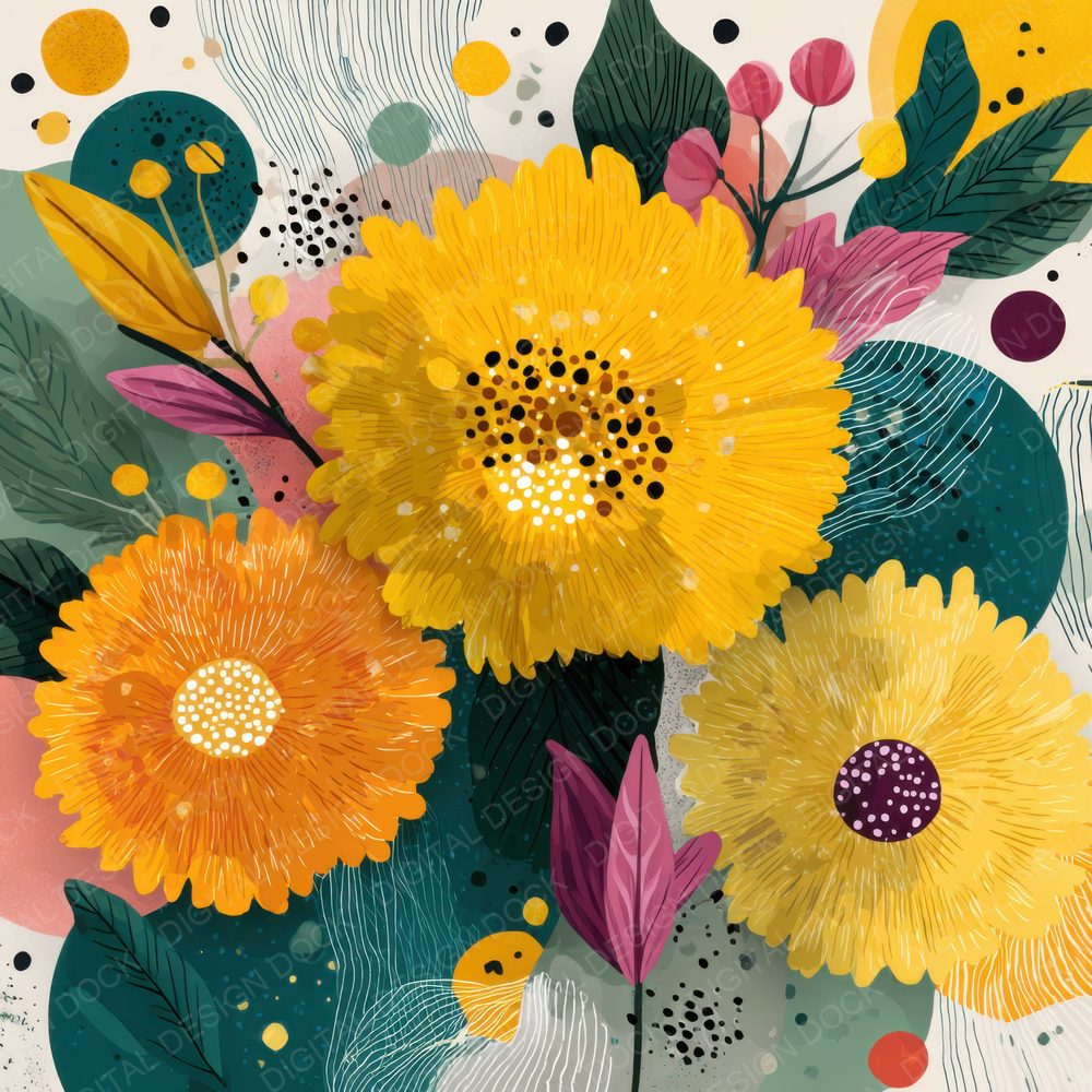 Kandinsky Abstract Floral Background Digital Paper Pack (DDD000128)
