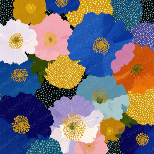 Kusama Pattern Floral Background Digital Paper Pack (DDD000130)