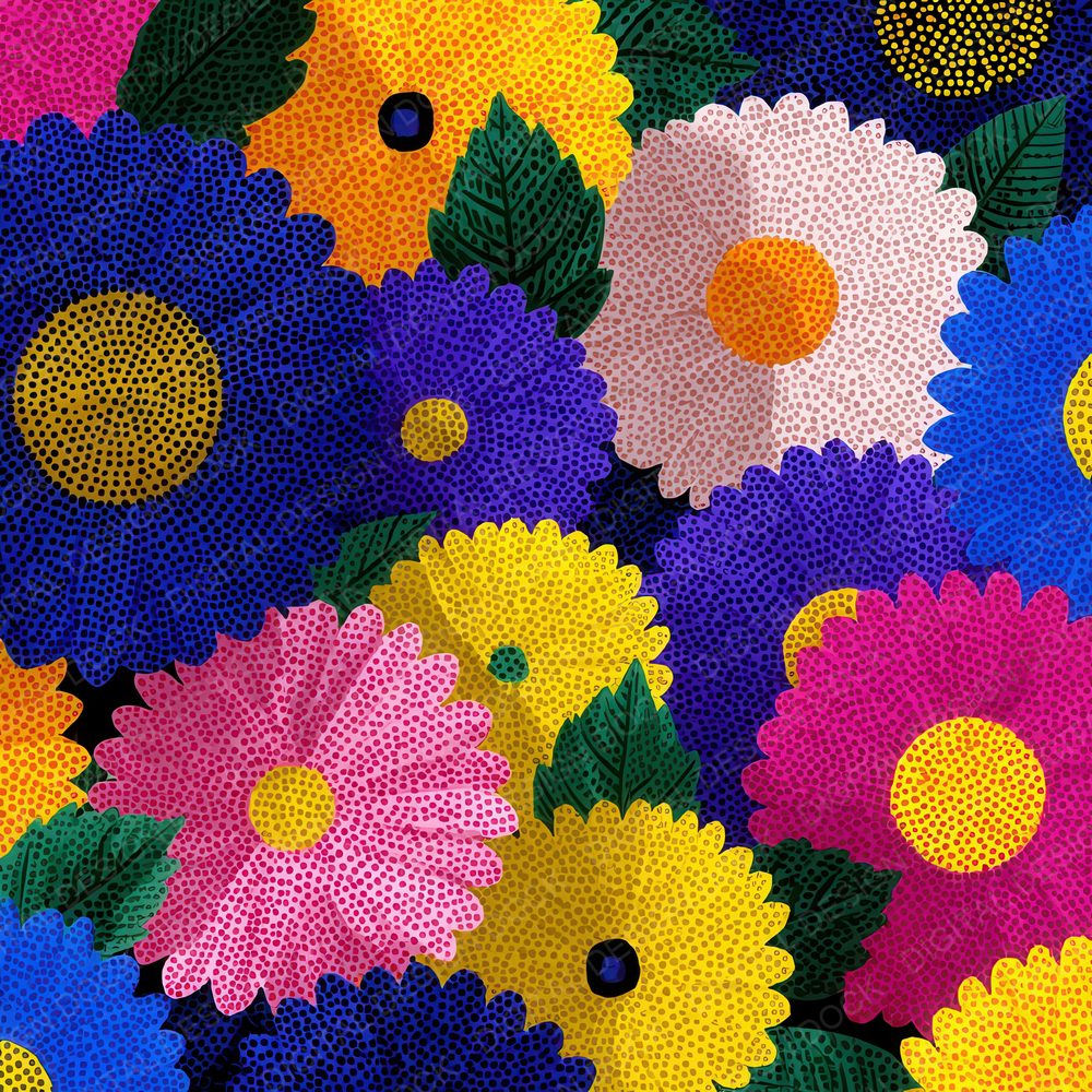 Kusama Pattern Floral Background Digital Paper Pack (DDD000130)