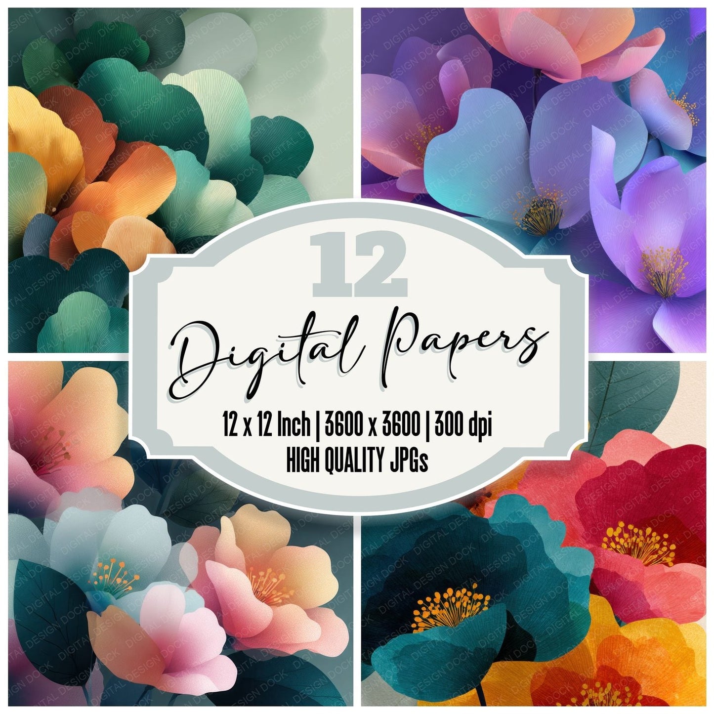OKeeffe Modern Floral Background Digital Paper Pack (DDD000134)