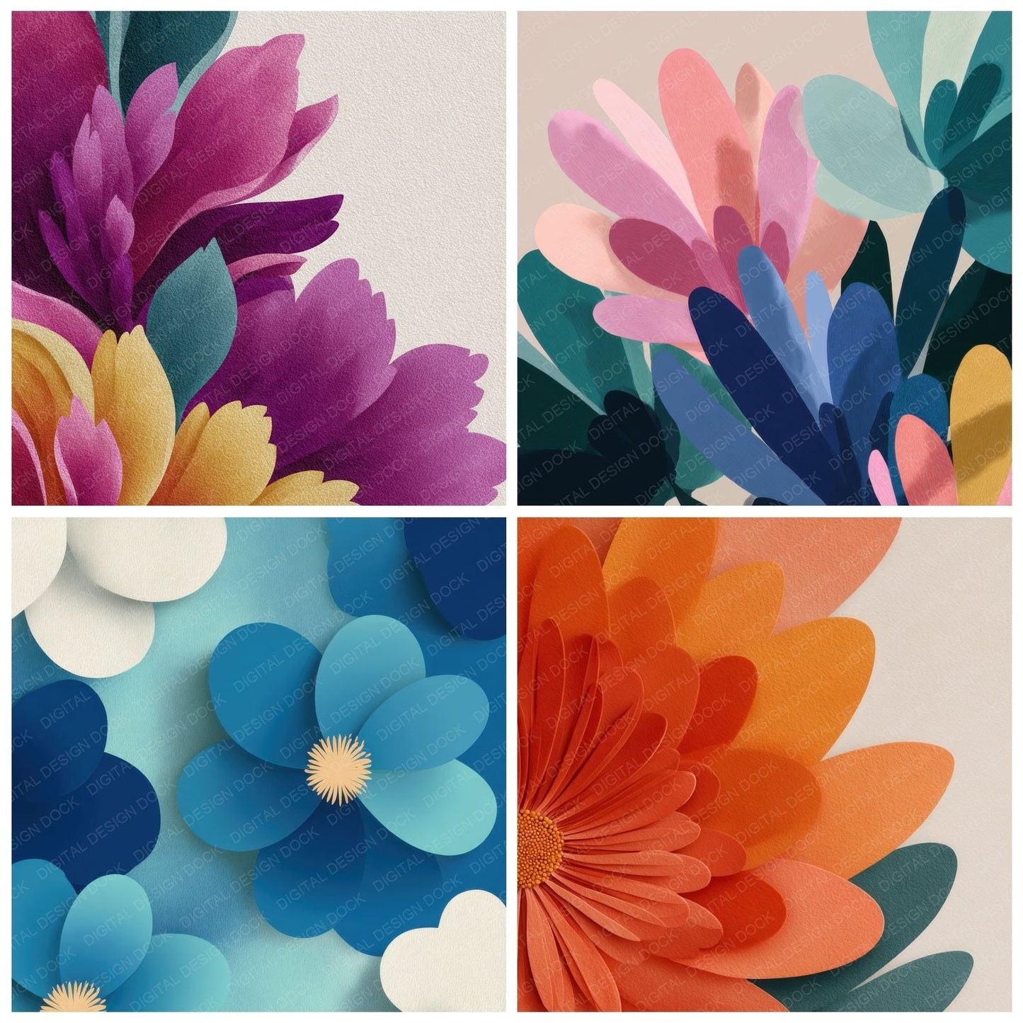 OKeeffe Modern Floral Background Digital Paper Pack (DDD000134)
