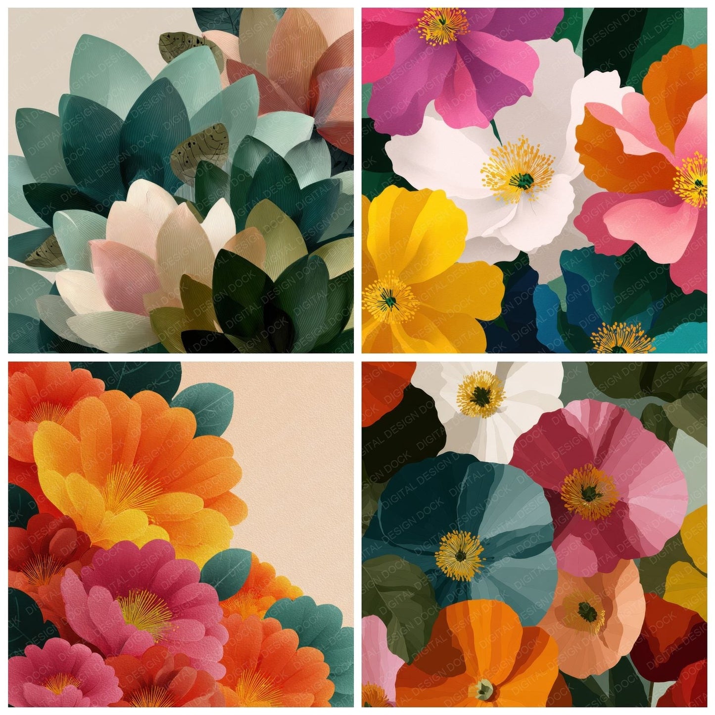 OKeeffe Modern Floral Background Digital Paper Pack (DDD000134)