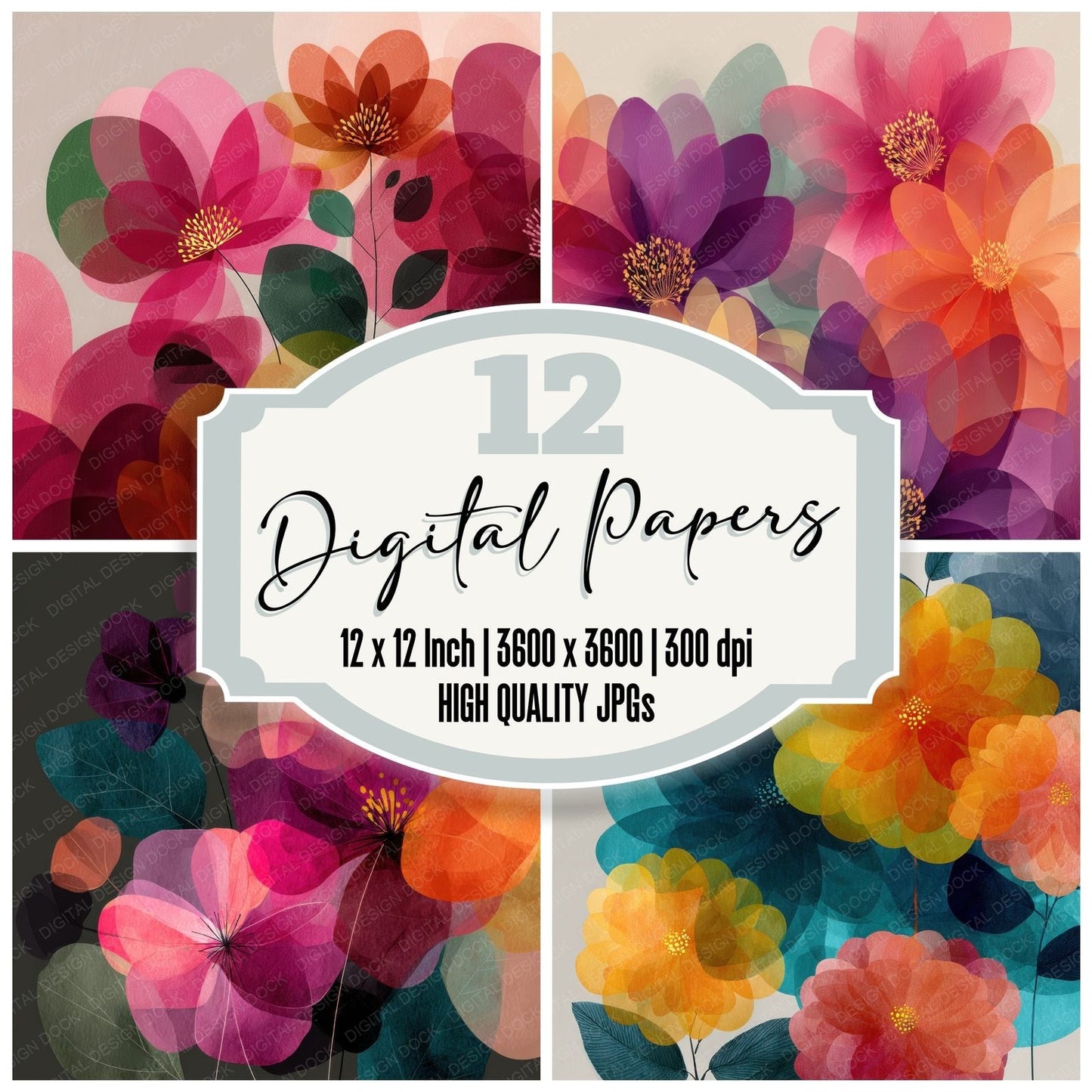 Rothko Abstract Floral Background Digital Paper Pack (DDD000137)