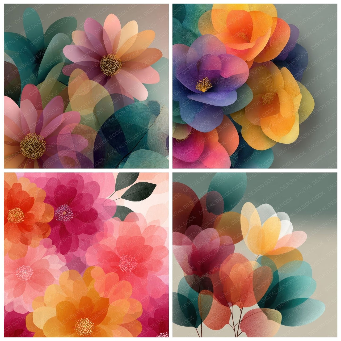 Rothko Abstract Floral Background Digital Paper Pack (DDD000137)
