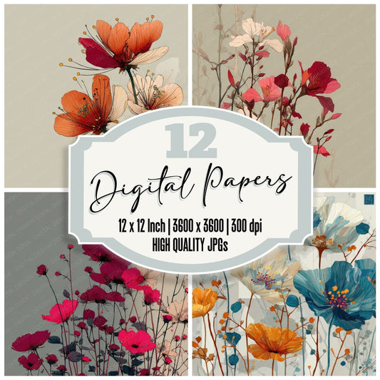 Schiele Expressive Floral Background Digital Paper Pack (DDD000138)
