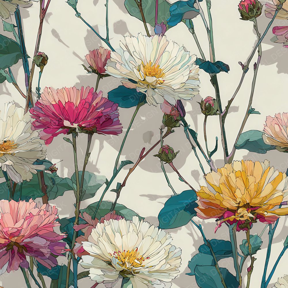Schiele Expressive Floral Background Digital Paper Pack (DDD000138)