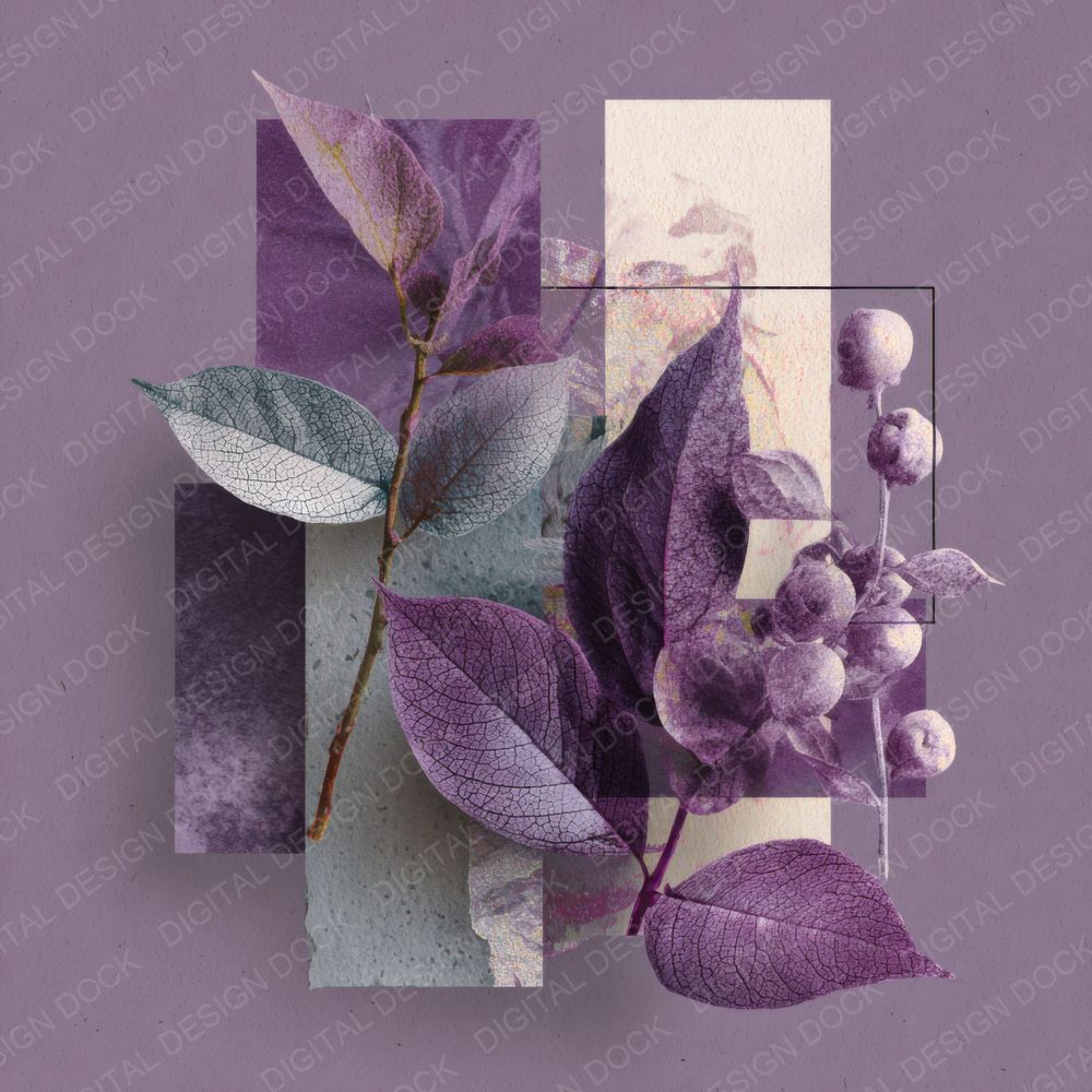 Violet Fashion Botanical Collage Digital Paper Pack (DDD000139)