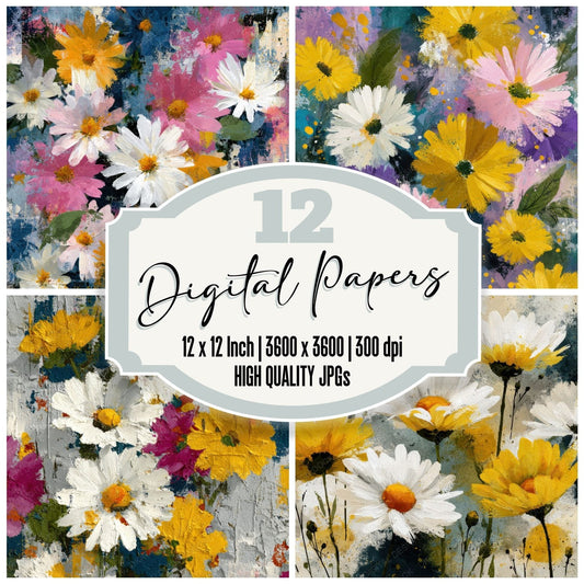 Abstract Daisy Paint Background Digital Paper Pack (DDD000141)