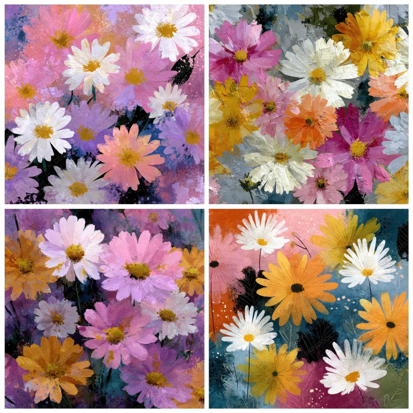 Abstract Daisy Paint Background Digital Paper Pack (DDD000141)