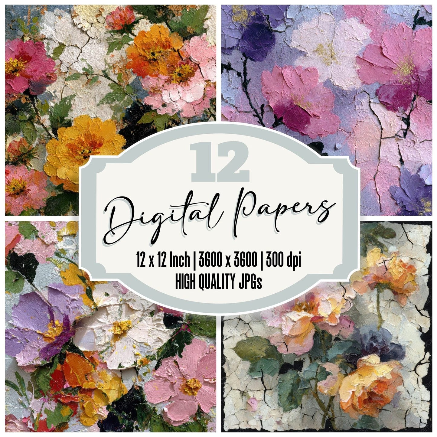 Crushed Floral Surface Background Digital Paper Pack (DDD000143)