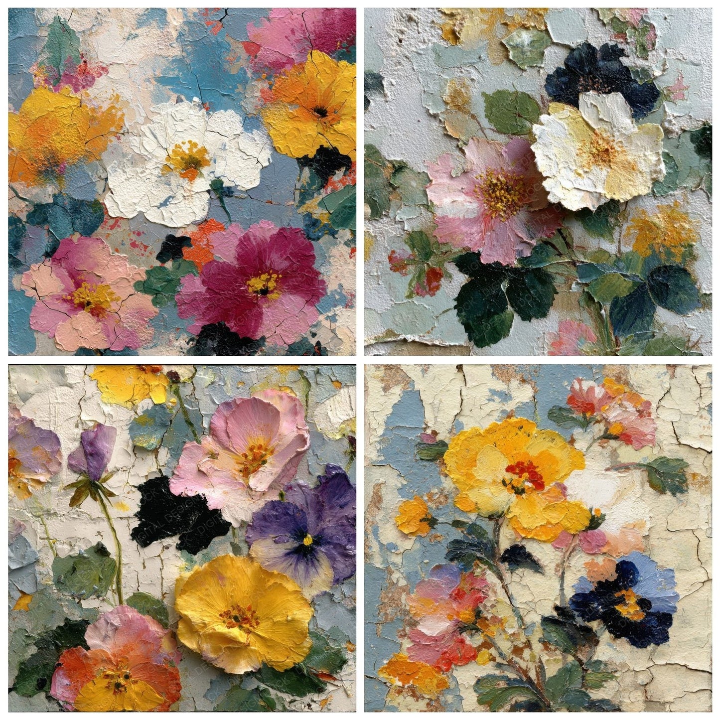 Crushed Floral Surface Background Digital Paper Pack (DDD000143)