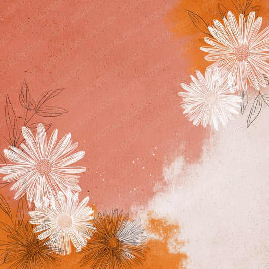 Daisy Line Frame Background Digital Paper Pack (DDD000145)