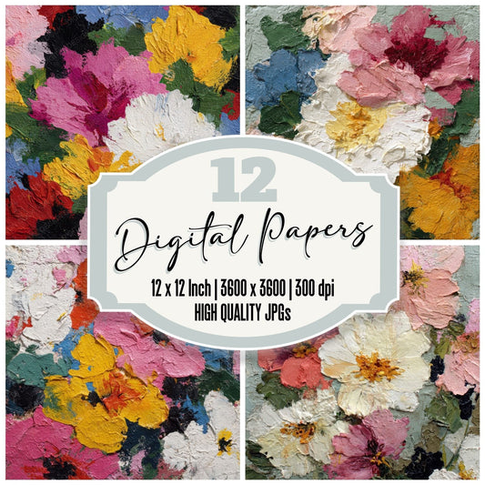 Emotional Floral Paint Background Digital Paper Pack (DDD000146)