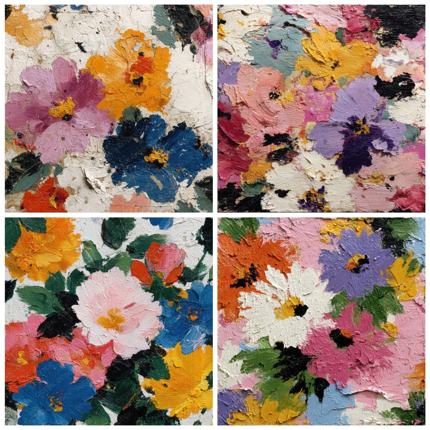 Emotional Floral Paint Background Digital Paper Pack (DDD000146)