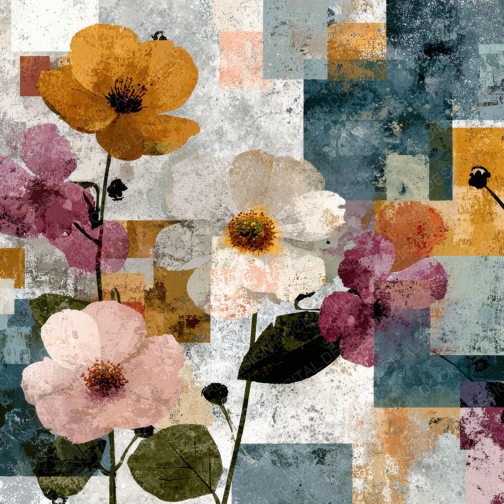 Eroded Floral Collage Background Digital Paper Pack (DDD000147)