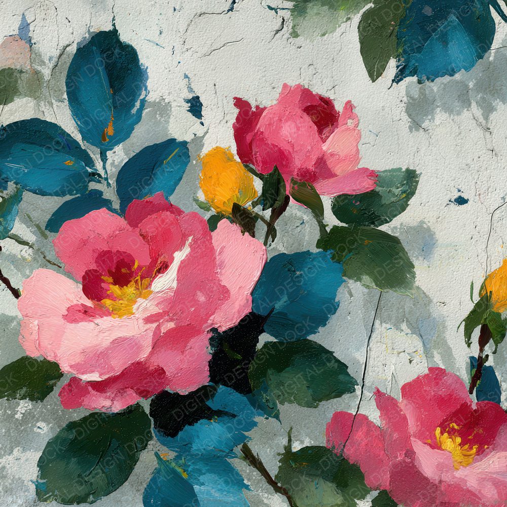 Expressive Rose Floral Background Digital Paper Pack (DDD000149)