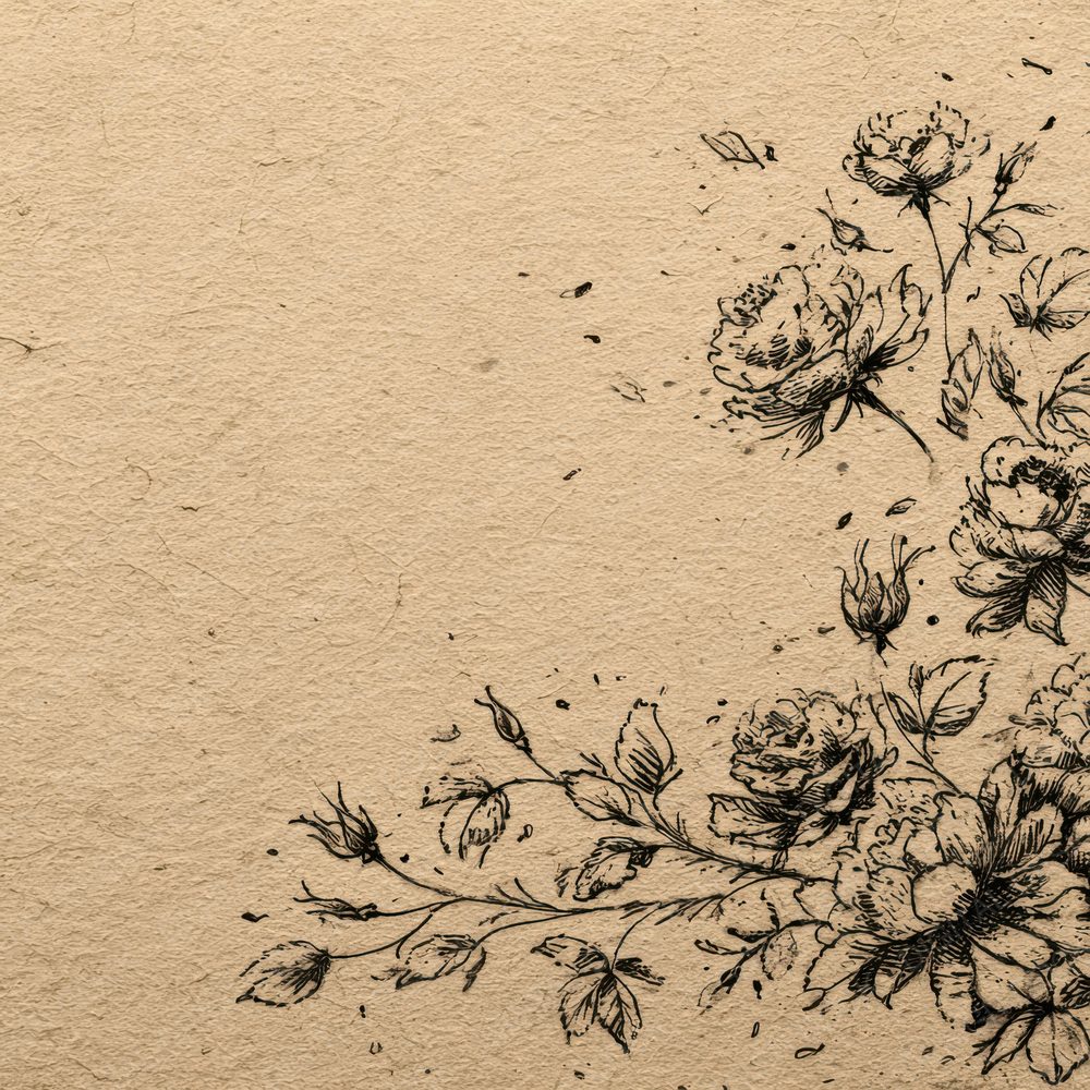 Ink Sketch Rose Border Background Digital Paper Pack (DDD000150)