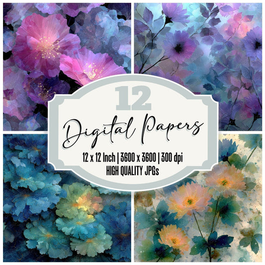 Luminous Floral Depth Background Digital Paper Pack (DDD000152)