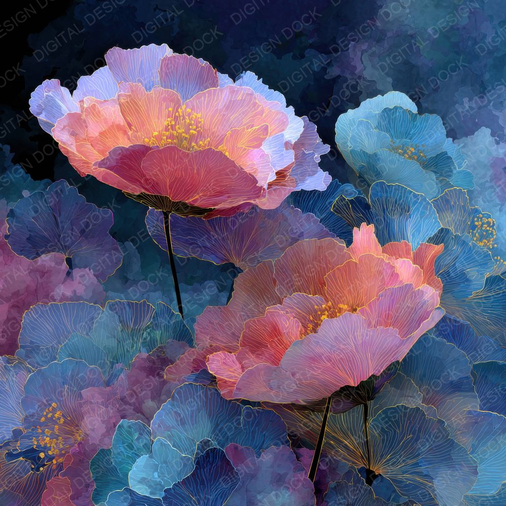 Luminous Floral Depth Background Digital Paper Pack (DDD000152)