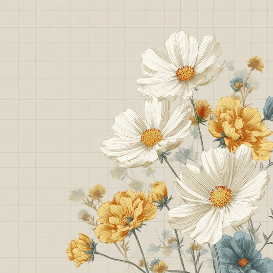 Minimal Floral Grid Background Digital Paper Pack (DDD000153)