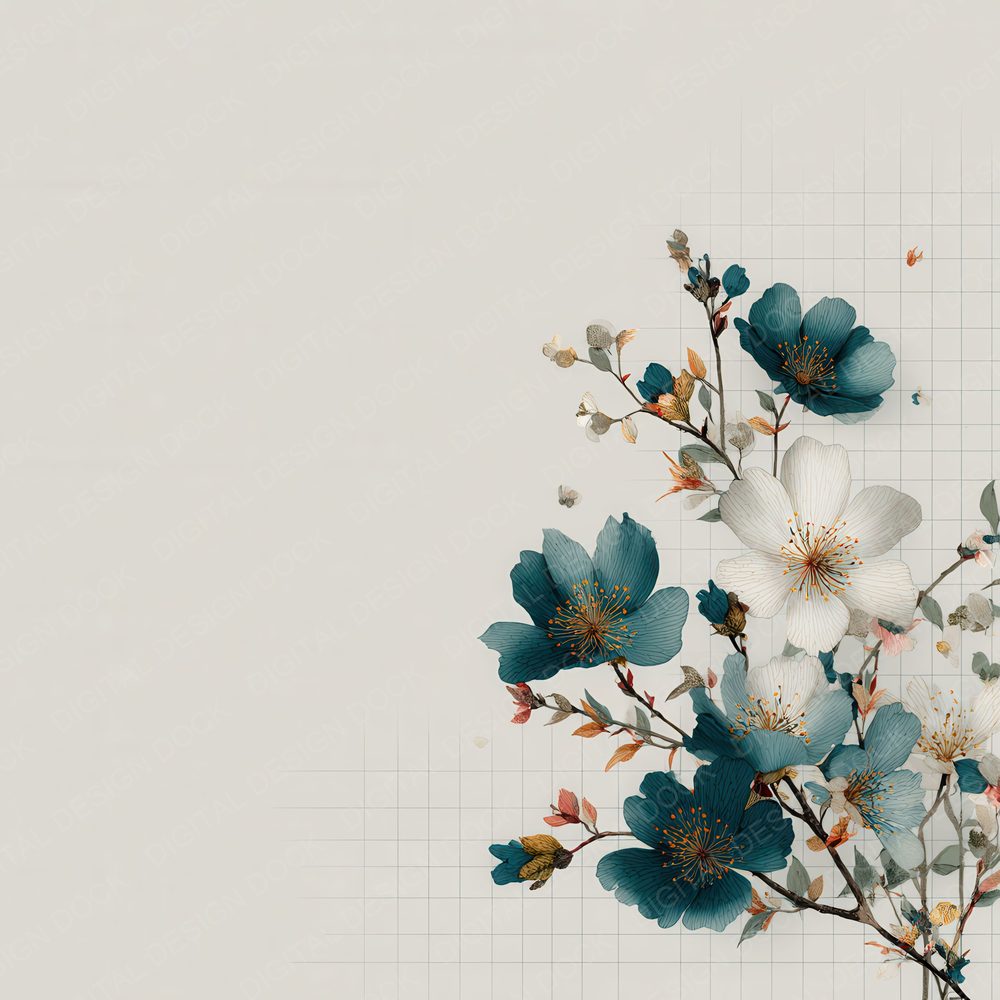 Minimal Floral Grid Background Digital Paper Pack (DDD000153)