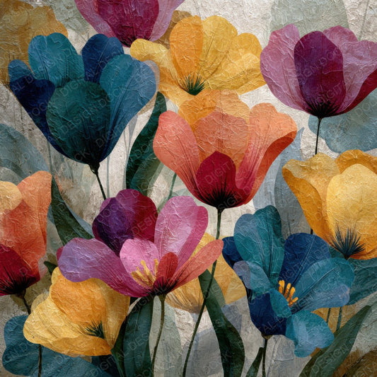 Painterly Tulip Floral Background Digital Paper Pack (DDD000156)