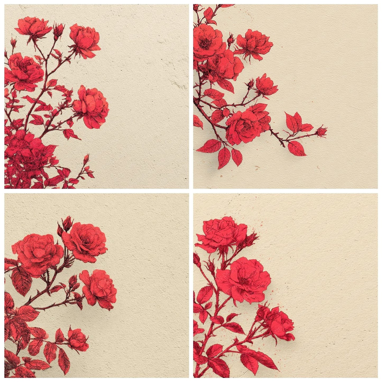Rose Ink Border Background Digital Paper Pack (DDD000157)