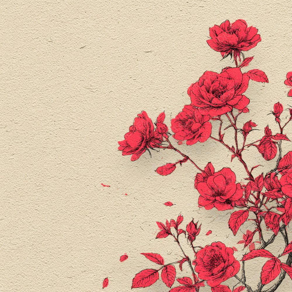 Rose Ink Border Background Digital Paper Pack (DDD000157)