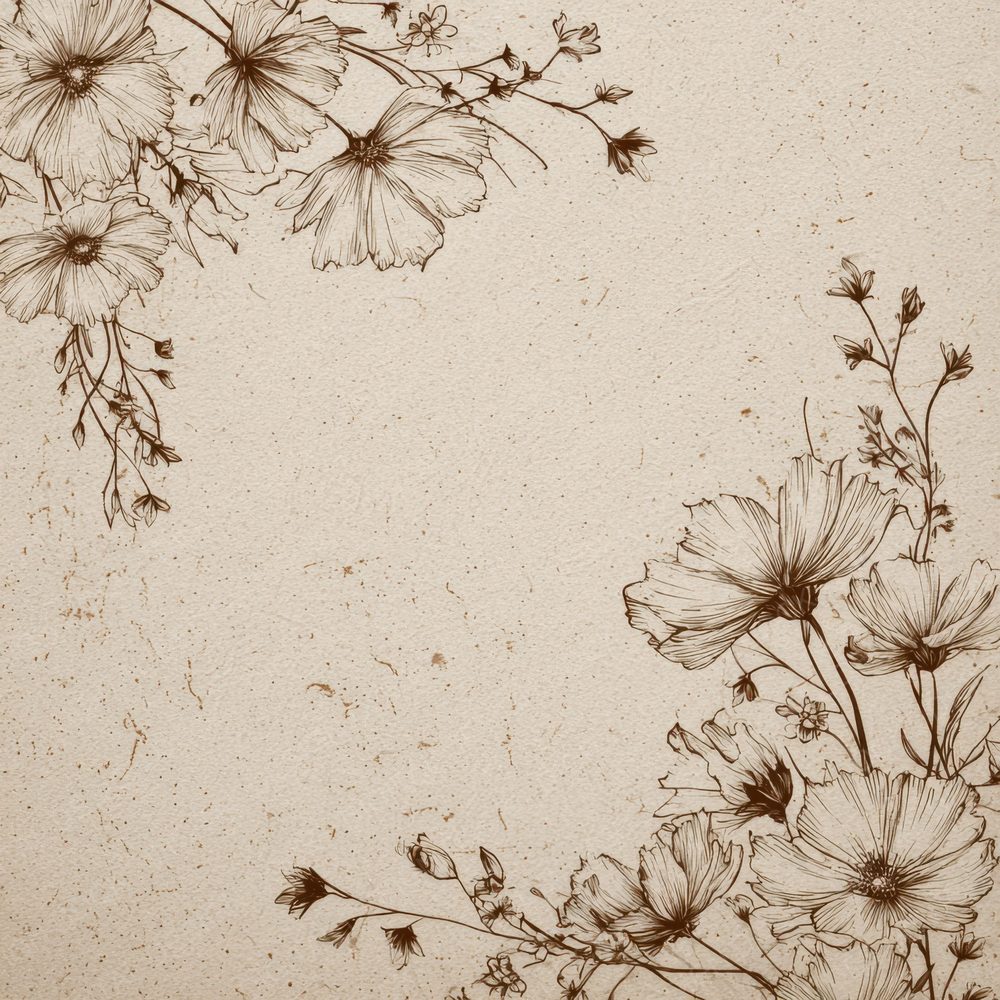Sketchy Wildflower Outline Background Digital Paper Pack (DDD000158)