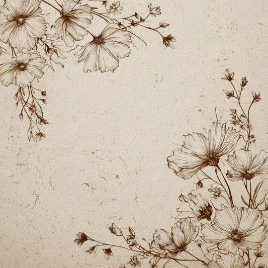 Sketchy Wildflower Outline Background Digital Paper Pack (DDD000158)
