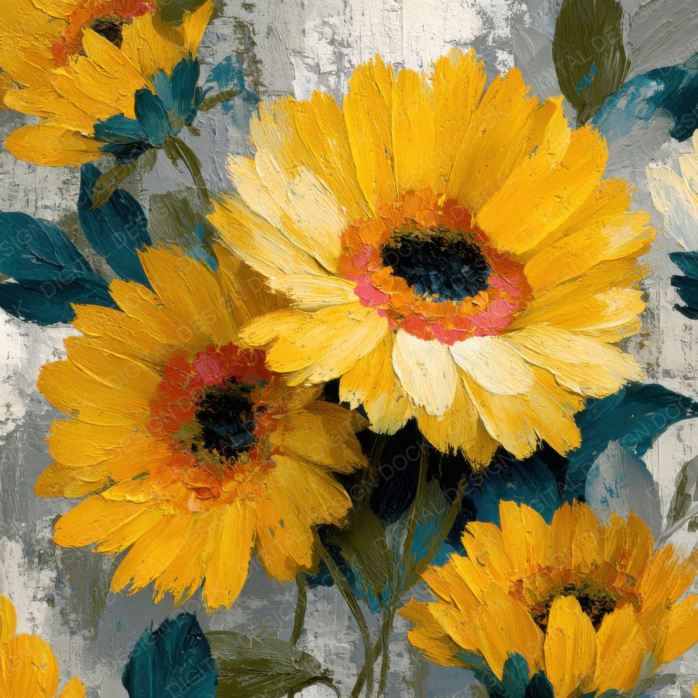Textured Sunflower Floral Background Digital Paper Pack (DDD000159)