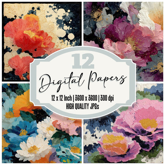 Unstable Floral Ink Background Digital Paper Pack (DDD000160)