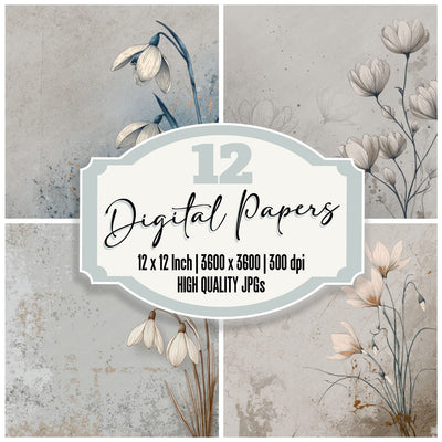 Ash Snowdrop Ink Background Digital Paper Pack (DDD000161)