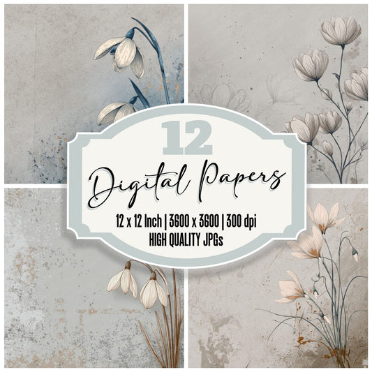 Ash Snowdrop Ink Background Digital Paper Pack (DDD000161)