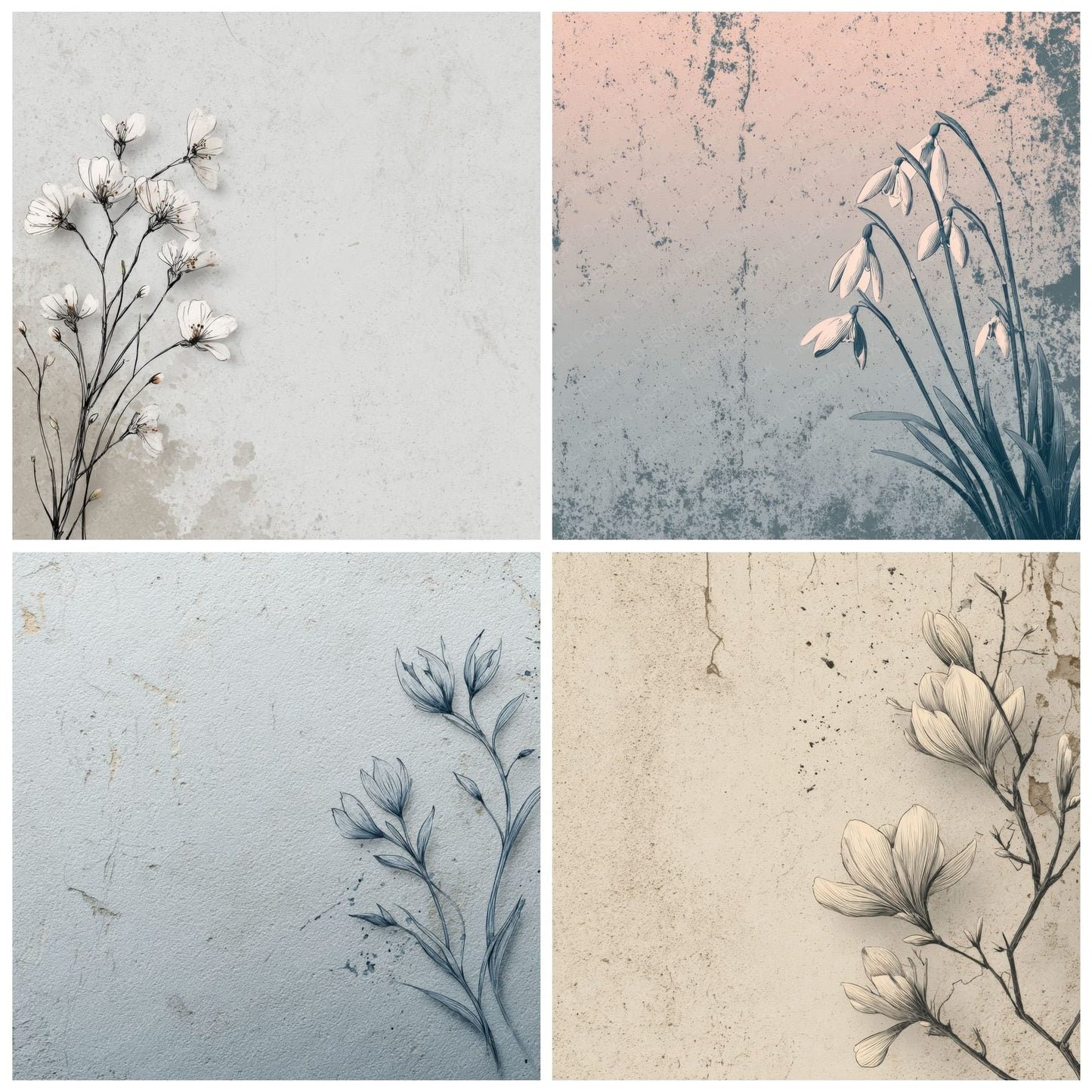 Ash Snowdrop Ink Background Digital Paper Pack (DDD000161)