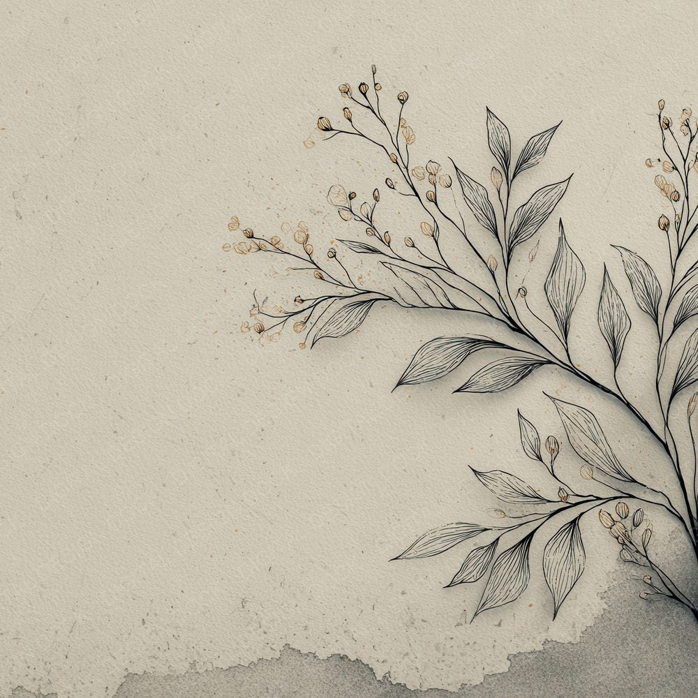 Boho Cream Botanical Ink Background Digital Paper Pack (DDD000162)