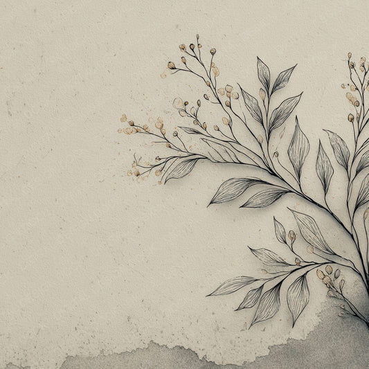 Boho Cream Botanical Ink Background Digital Paper Pack (DDD000162)