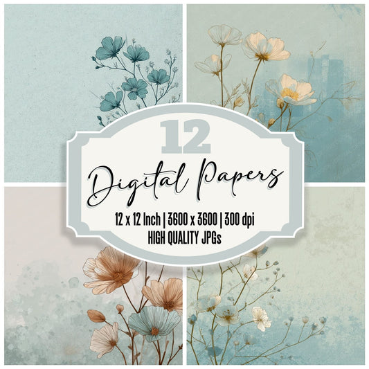 Celadon Buttercup Ink Background Digital Paper Pack (DDD000164)