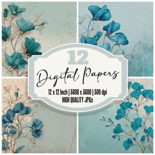 Duckegg Sweetpea Ink Background Digital Paper Pack (DDD000166)