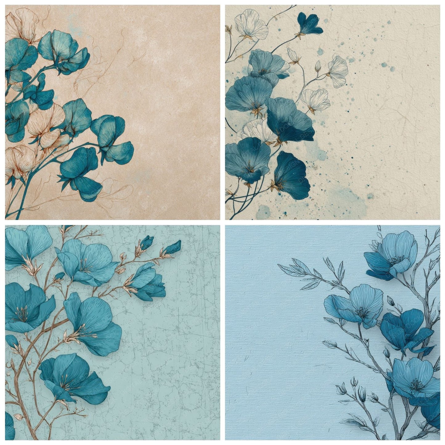 Duckegg Sweetpea Ink Background Digital Paper Pack (DDD000166)