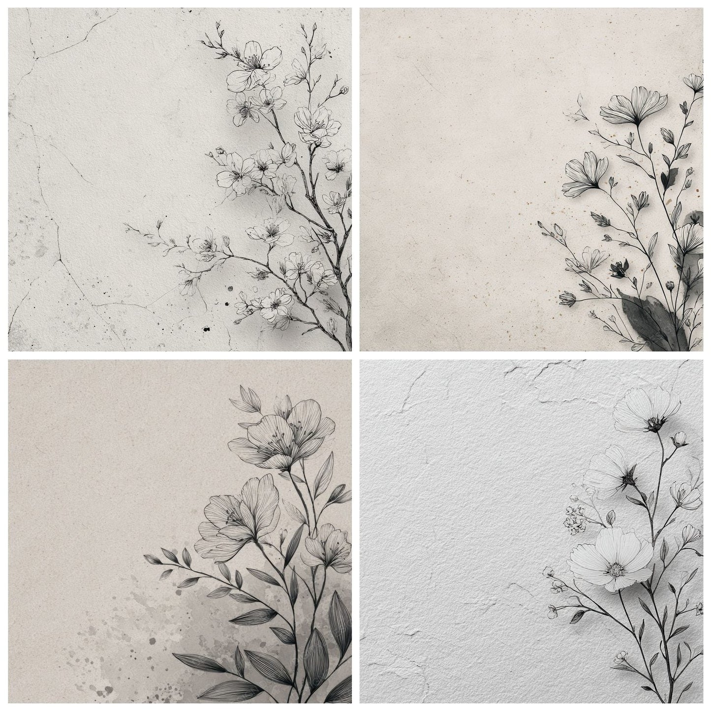 Fog Botanical Ink Background Digital Paper Pack (DDD000168)