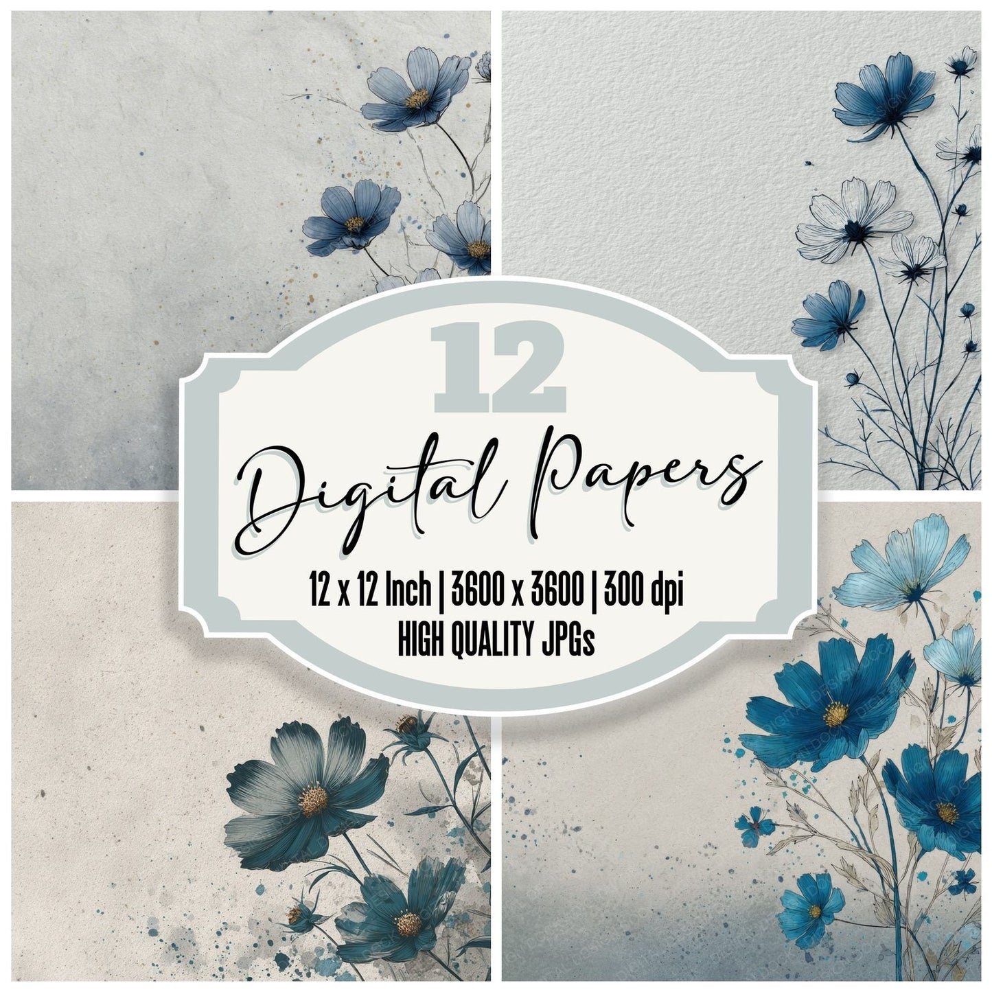 Mist Cosmos Ink Background Digital Paper Pack (DDD000171)