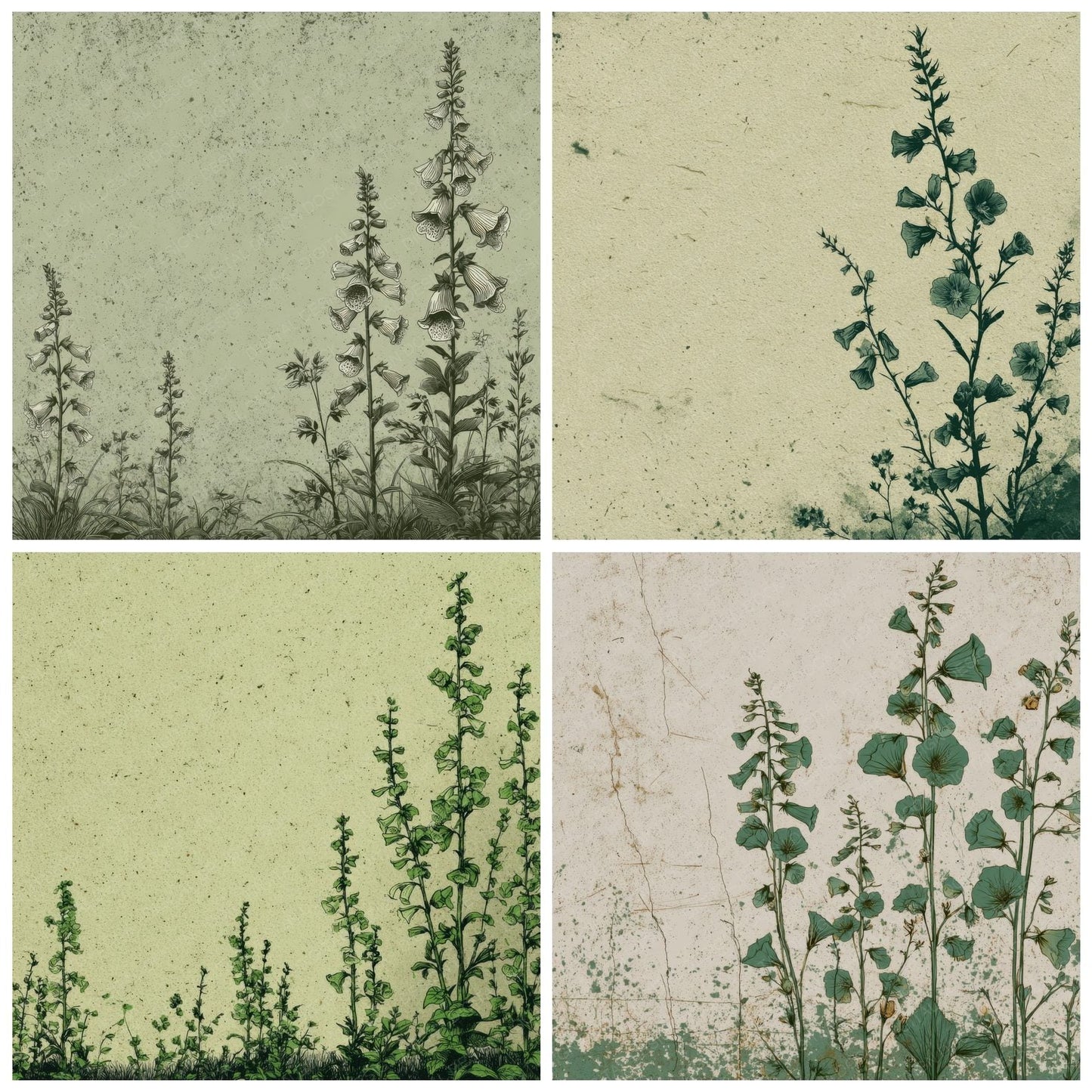 Moss Foxglove Ink Background Digital Paper Pack (DDD000172)