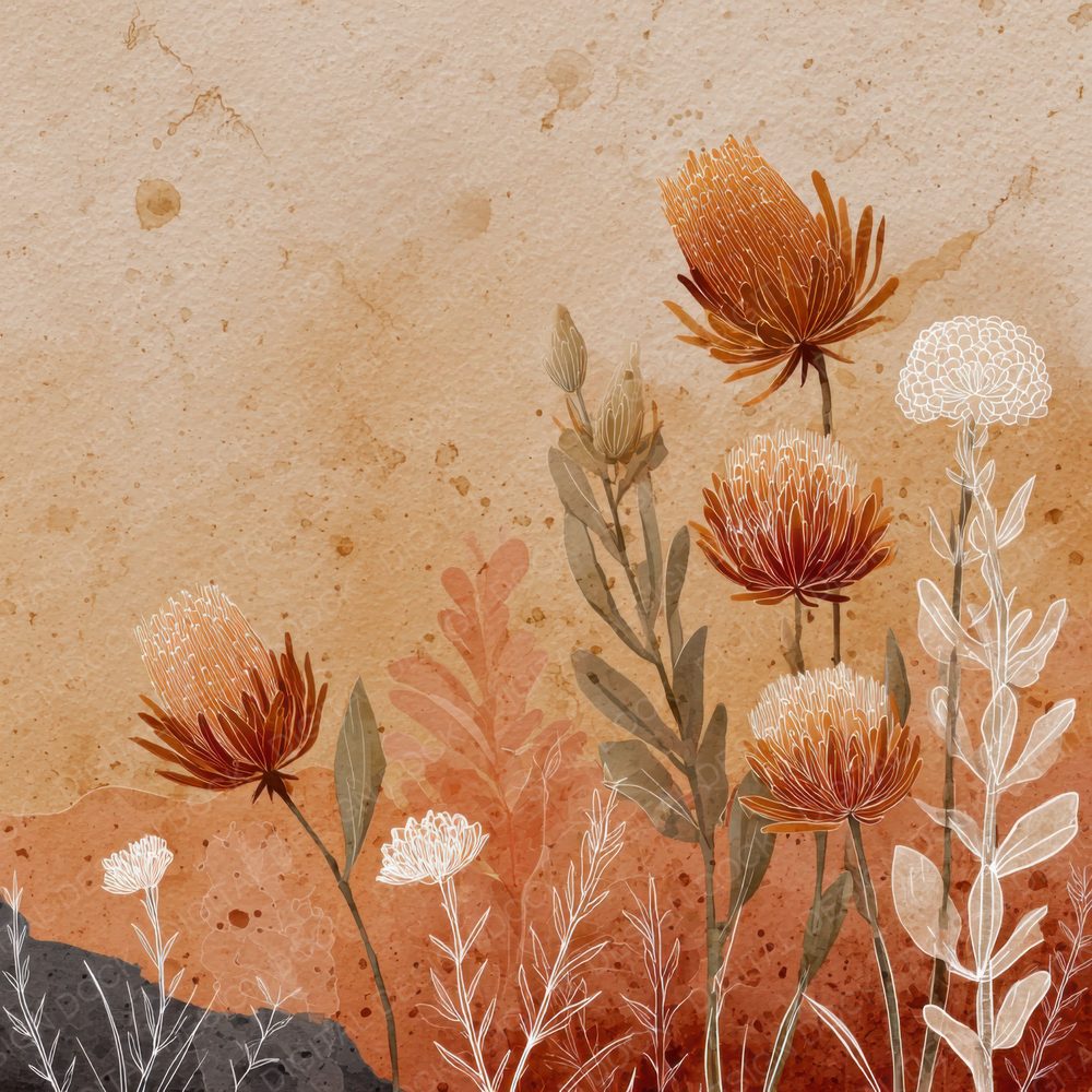 Ochre Banksia Ink Background Digital Paper Pack (DDD000174)
